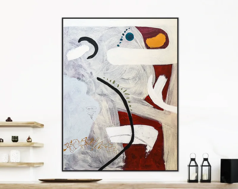 Playful Abstract Original Acrylic Painting Infused with Bright Imagery, Modern Canvas Wall Art | Lean on by chance