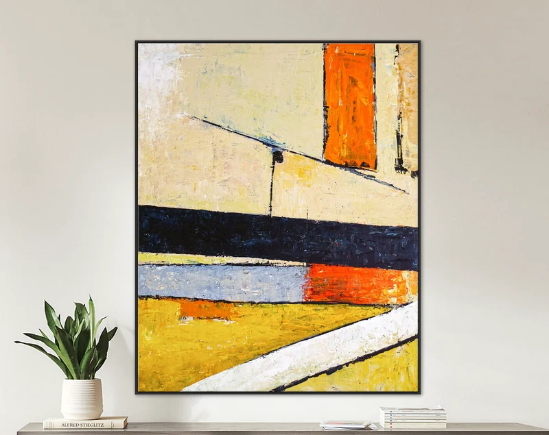 Original Abstract Colorful Painting in Acrylic, Bold & Soft Colors in Large Geometric Modern Canvas Wall Art | Door