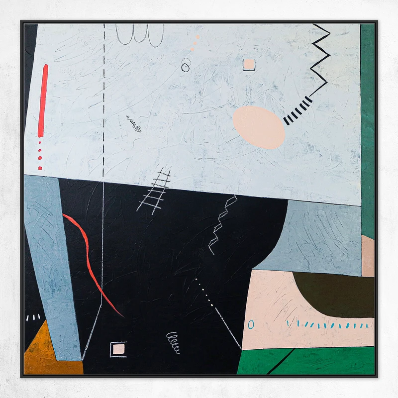 Geometric Large Abstract Original Acrylic Painting, Contemporary Modern Canvas Art with Enchanting Fairy Tale Elements | Albeit