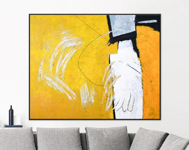 Radiance of Yellow in Original Abstract Acrylic Painting, Large Modern Cavas Wall Art Inviting Viewer Introspection | Gelb