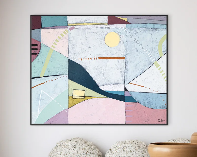 Lyrical Abstract and Contemporary Acrylic Painting in Pastel Tones, Large Peaceful Modern Canvas Wall Art | Sono