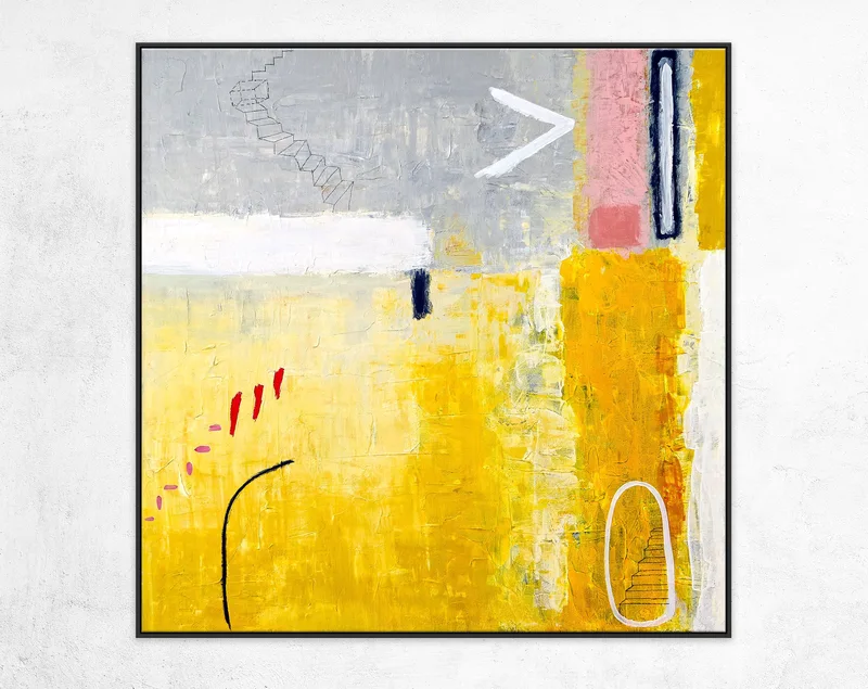 Daydream in Yellow Abstract Original Acrylic Painting, Large Modern Canvas Wall Art of Vibrant Surreal Journey | Tuesday dream