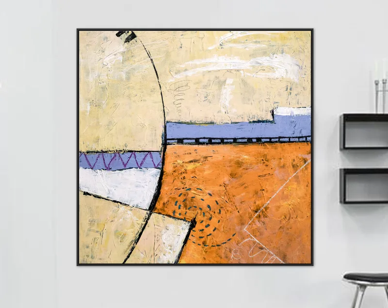 Realm of Imagination in Geometric Abstract Original Painting, Large Acrylic Modern Canvas Wall Art | Reception