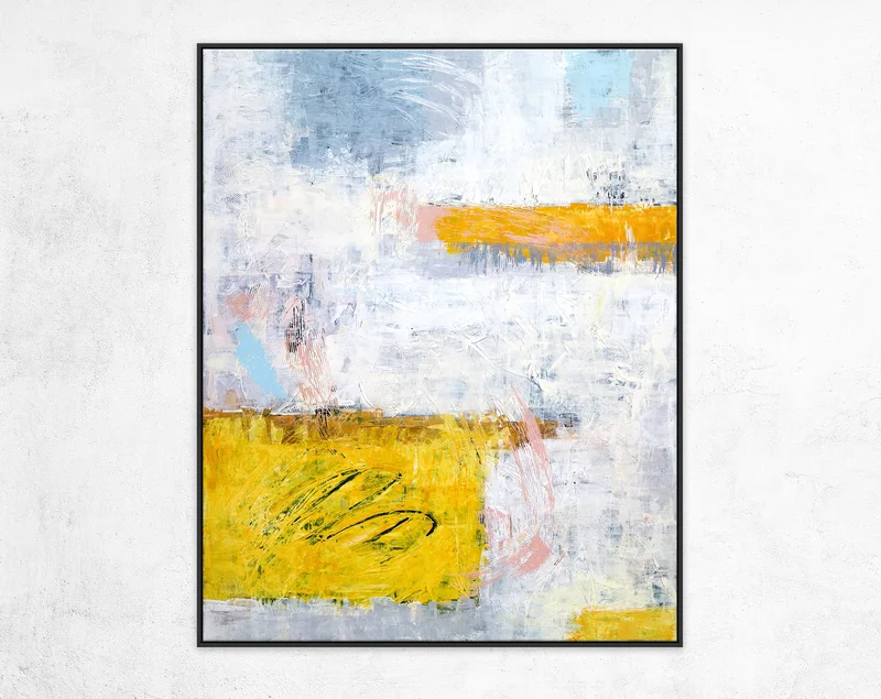 Colorful Large Abstract Original Acrylic Painting, Modern Canvas Wall Art, Expression of Light & Color | Yellow echo