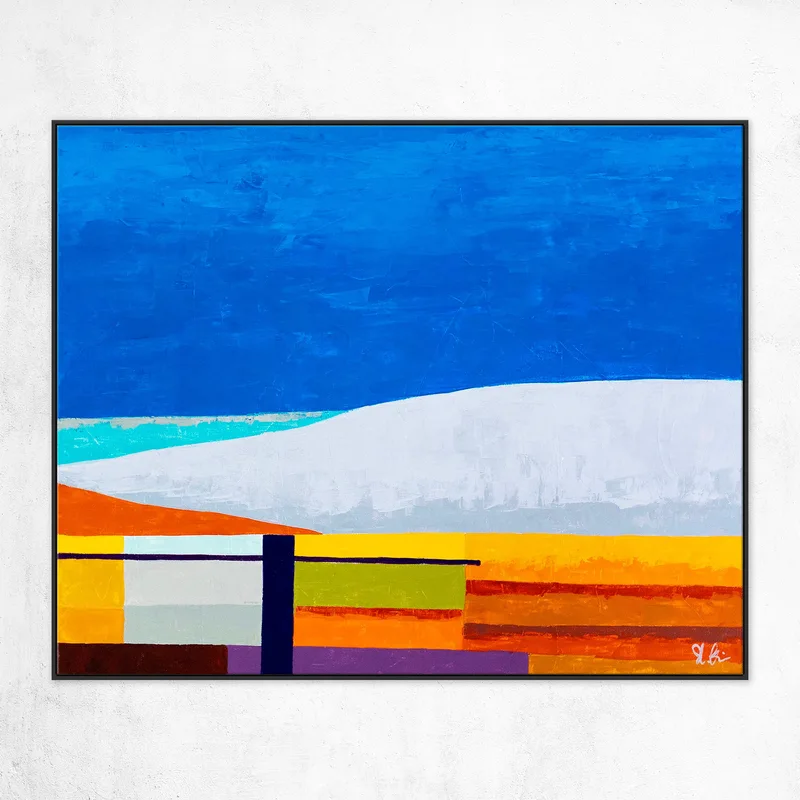 Blue Large and Unique Original Abstract Painting, Geometric Minimalist Modern Canvas Wall Art | Vibe