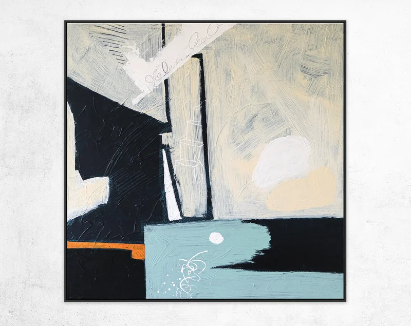Contemplative Modern Abstract Original Acrylic Painting, Minimalist Canvas Wall Art of Spatial Gaps | Through space