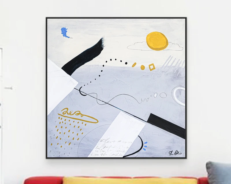 Harmonious Modern Abstract Acrylic Painting Original, Minimalist Simple Contemporary Canvas Wall Art | Diem