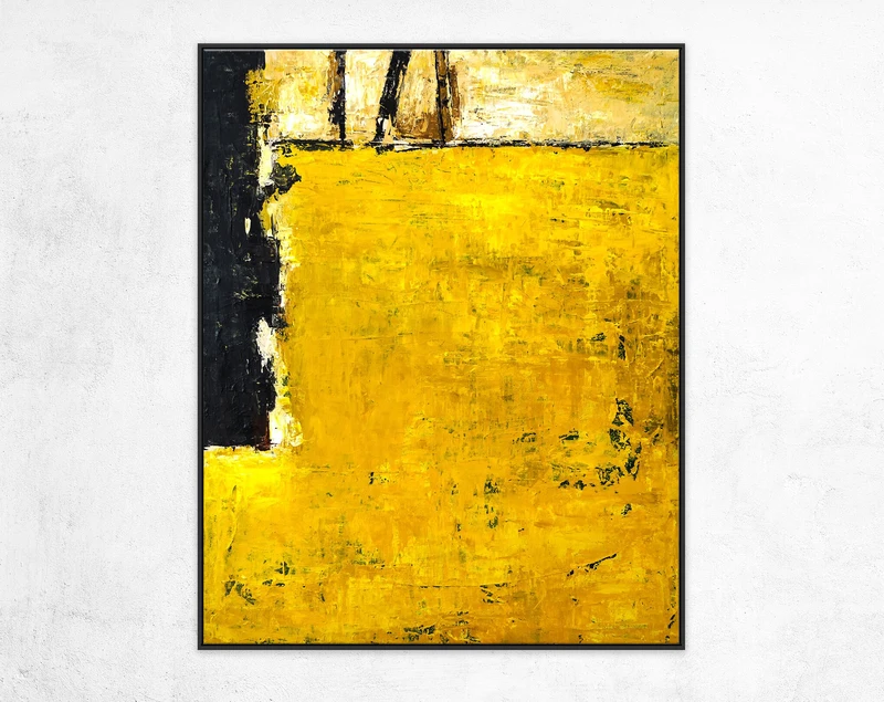 Vibrant Expressionist of Original Abstract Acrylic Painting, Yellow Modern Large Canvas Wall Art | Field of yellow