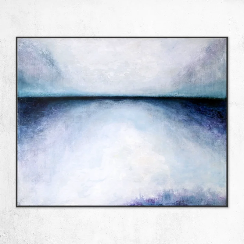 Evoke Serenity in Modern Minimalist Original Acrylic Painting, Large Canvas Art Depicting Sky and Sea | Tranquil morning