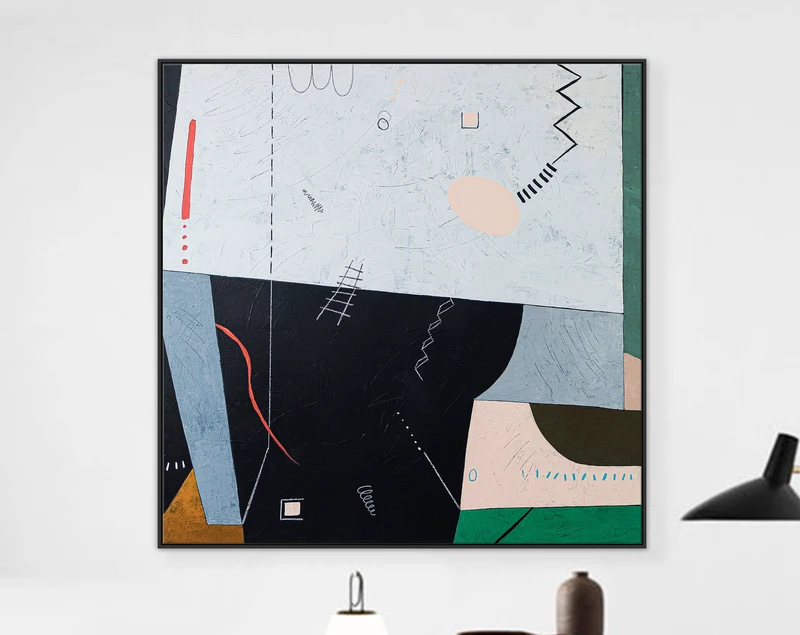 Geometric Large Abstract Original Acrylic Painting, Contemporary Modern Canvas Art with Enchanting Fairy Tale Elements | Albeit