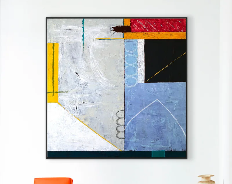 Geometric Abstract Original Acrylic Painting, Colorful Large Modern Wall Art for Contemporary Interiors | Shade