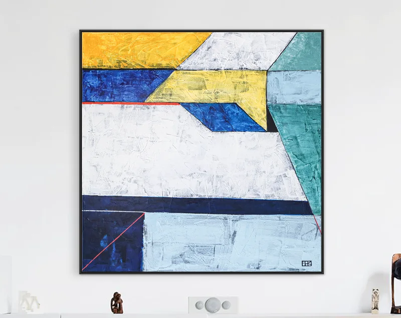 Colorful Emphasis in Modern Abstract Geometric Painting, Original Modern Canvas Wall Art | Abstract variation II