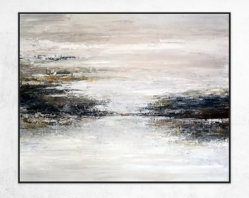 Tranquil Abstract Original Painting in Acrylic, Large Modern Canvas Wall Art Invoking Mysterious Atmosphere | Yet