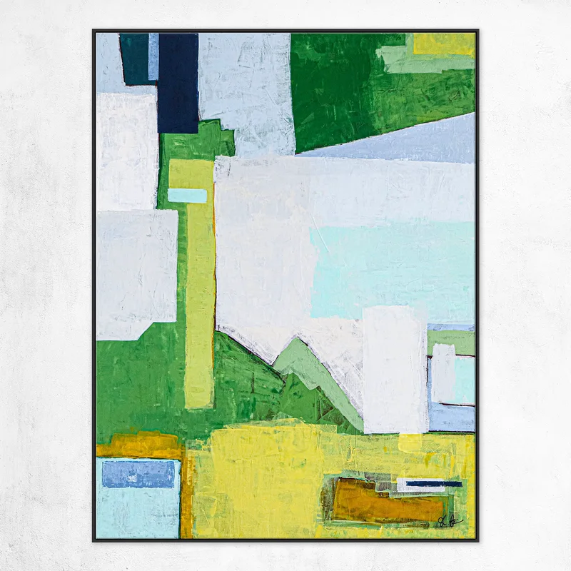 Original Abstract Large Acrylic Painting, Contemporary Landscape Canvas Art in Vibrant Green | The thoughts of memory