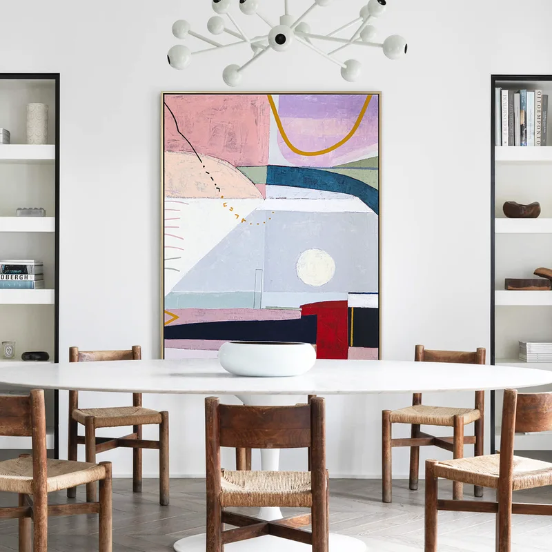 Lyrical Sensibility Colorful Abstract Original Acrylic Painting, Large Contemporary Modern Canvas Wall Art | Hear the moon