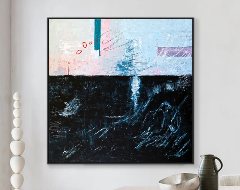 Imaginative Original Abstract Acrylic Painting, Large Colorful Modern Canvas Wall Art of Southern Reaches | The South