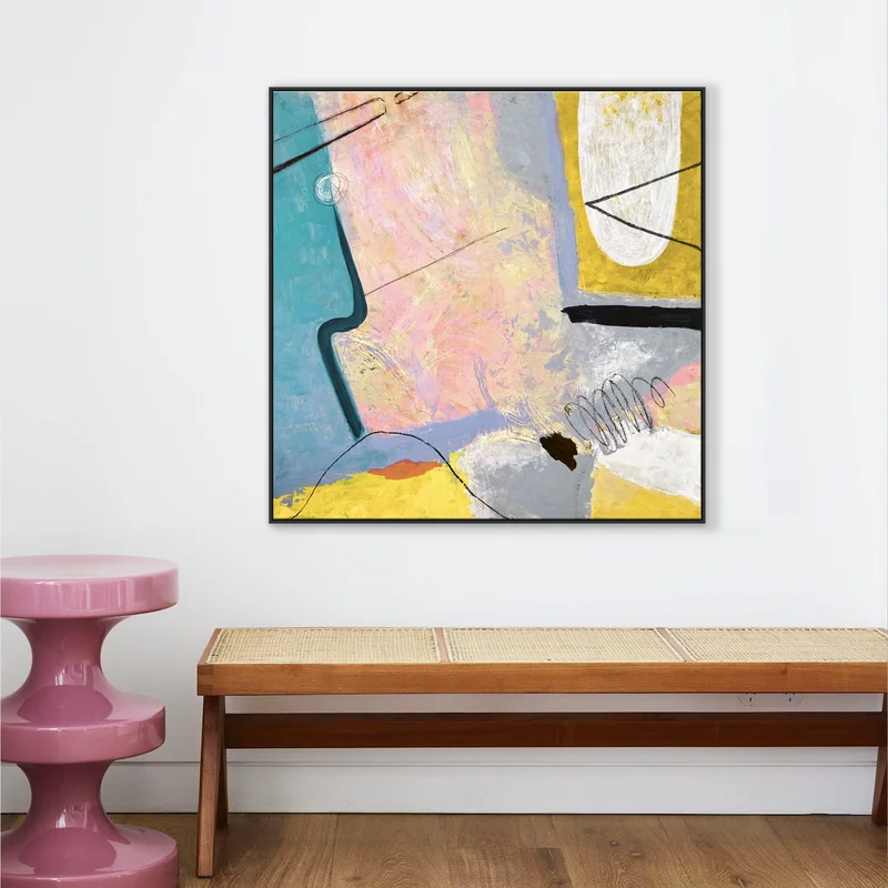 Original Acrylic Abstract Colorful Painting of Journey by Consciousness, Large Modern Canvas Wall Art with Pencil & Scratches | Mindscape