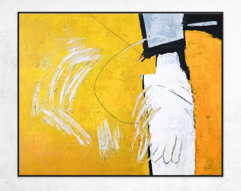 Radiance of Yellow in Original Abstract Acrylic Painting, Large Modern Cavas Wall Art Inviting Viewer Introspection | Gelb