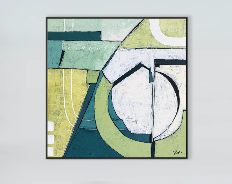 Comprehensive Abstract Green painting, Original Large Canvas Wall Art Inspired by Spring, Song, and Childhood | In toto