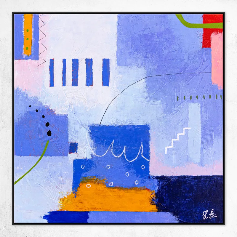 Colorful Original Abstract Painting in Purple Color, Acrylic, Oil Pastels, and Pencils in Modern Wall Art | Oria