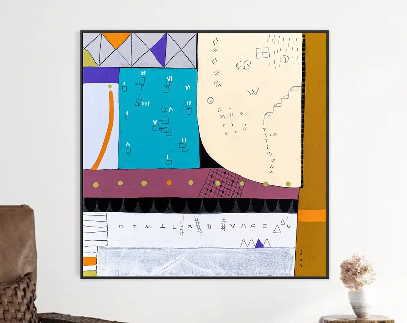 Geometric Original Abstract Painting in Acrylic, Large Contemporary Modern Canvas Wall Art | Not a math II