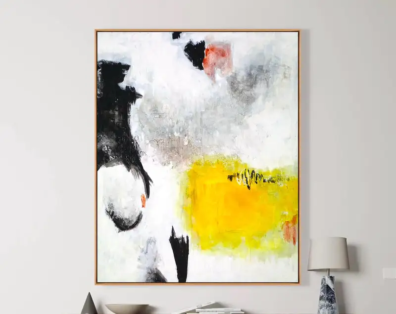 Abstract Original Painting in Acrylic, Oriental-Inspired Large Modern Canvas Wall Art with a Zen Aesthetic | Sign (Vertical)