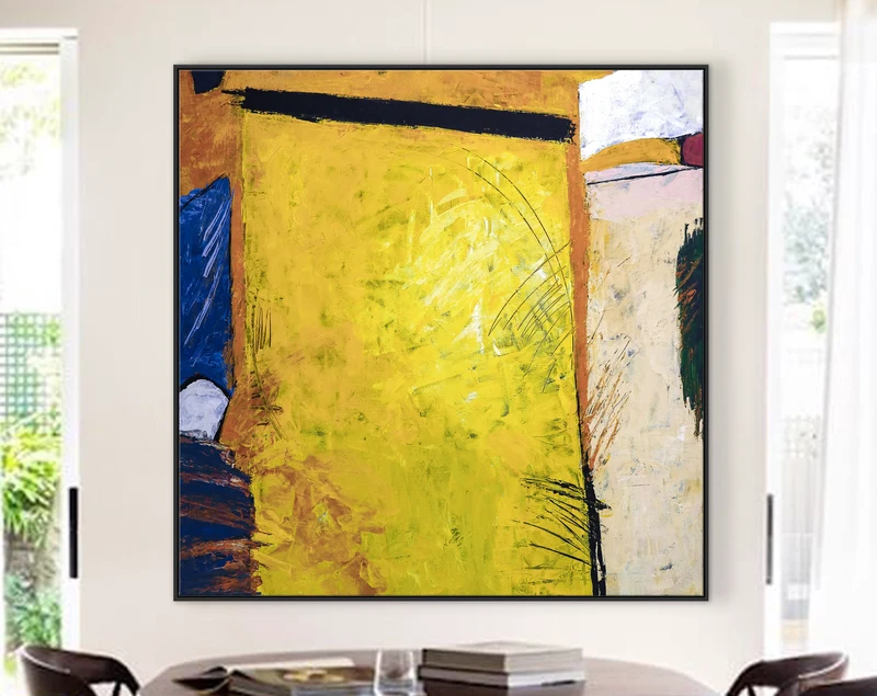 Vibrant California-Inspired Large Abstract Acrylic Original Painting, Playful & Yellow Canvas Wall Art | Sunshine