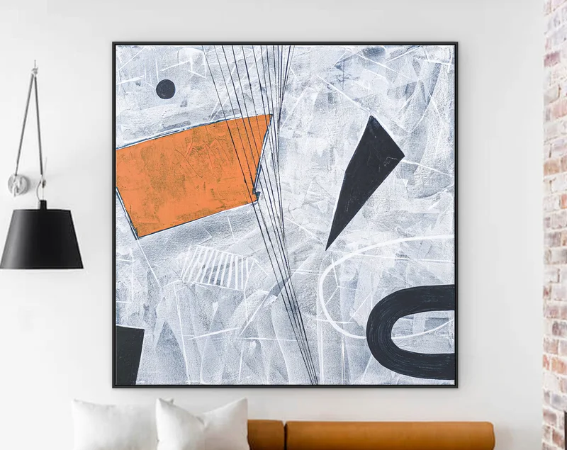Original Large Abstract Acrylic Painting with Pictorial Elements, Minimalistic Contemporary Modern Canvas Wall Art | Lethe