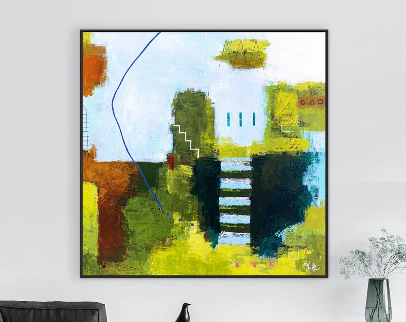 Contemporary Original Abstract Green Painting, Peaceful Modern Canvas Wall Art with Tranquil Olive Hues | Olive