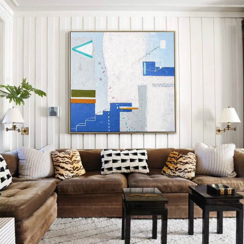 Blue-Themed Modern Original Abstract Large Acrylic Painting, Dreamy Contemporary Canvas Wall Art | Daydream of Thursday