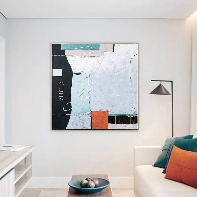 Contemplation on Existence Large Abstract Original Acrylic Painting, Minimalistic Contemporary Modern Canvas Wall Art | Cogito