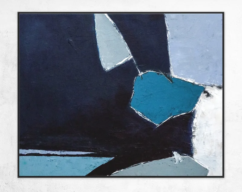 Minimalist Original Abstract Acrylic Painting, Joyful Dive into Blue in Modern Canvas Wall Art | Come out to play