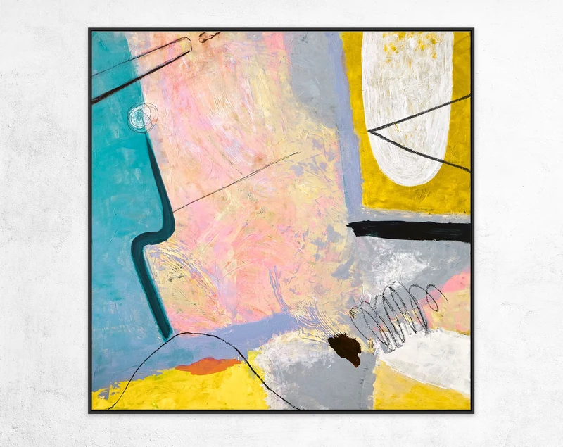 Original Acrylic Abstract Colorful Painting of Journey by Consciousness, Large Modern Canvas Wall Art with Pencil & Scratches | Mindscape