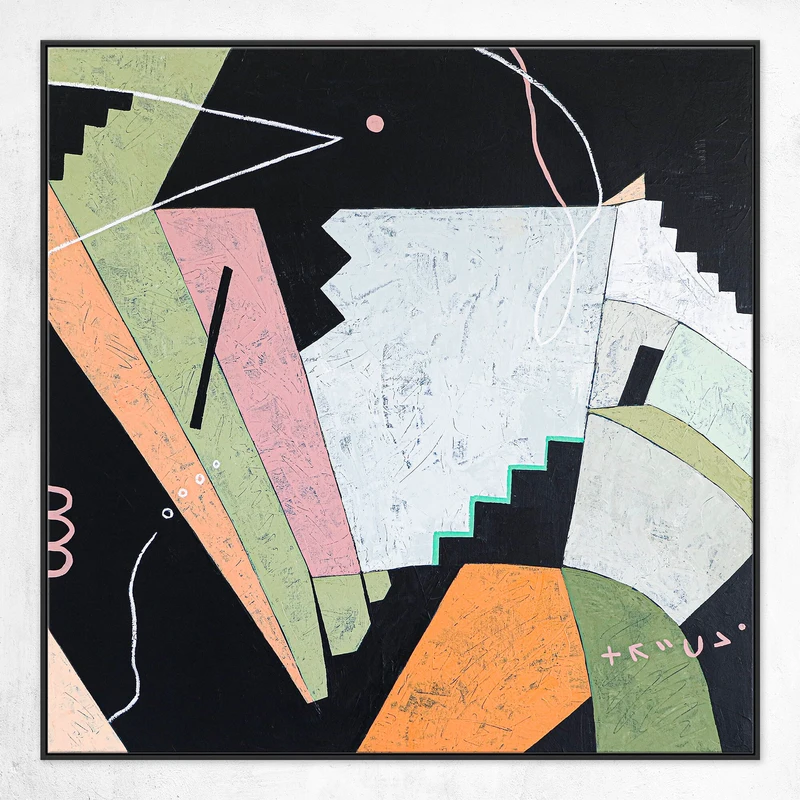 Geometric Large Abstract Original Painting in Acrylic, Colorful Contemporary Modern Canvas Wall Art | Opto