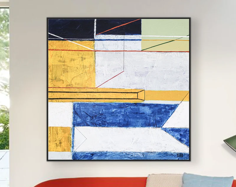 Colorful Emphasis in Modern Abstract Geometric Painting, Original Modern Canvas Wall Art | Abstract variation I