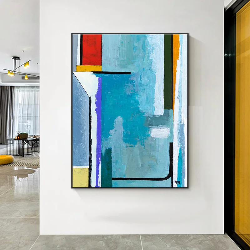 Large Geometric Original Abstract Painting in Acrylic, Large Contemporary Modern Canvas Wall Art | Modern Somber