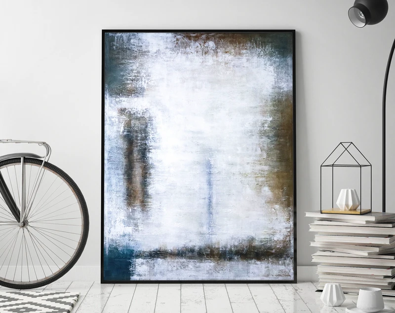Dynamic Interplay of Patience & Time in Modern Abstract Original Acrylic Painting, Large Canvas Wall Art | Waiting