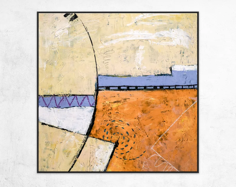 Realm of Imagination in Geometric Abstract Original Painting, Large Acrylic Modern Canvas Wall Art | Reception