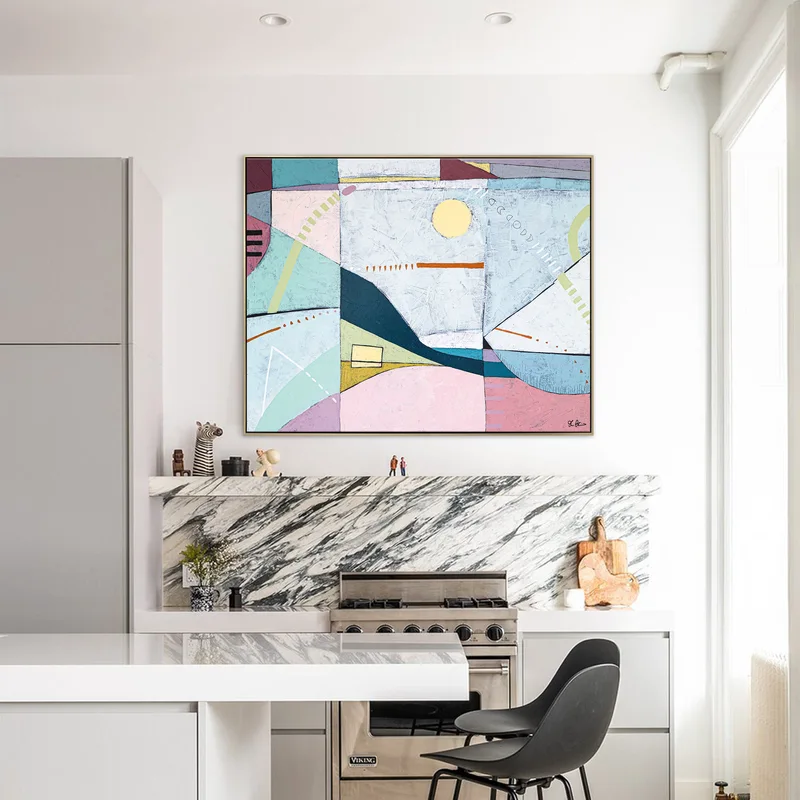Lyrical Abstract and Contemporary Acrylic Painting in Pastel Tones, Large Peaceful Modern Canvas Wall Art | Sono