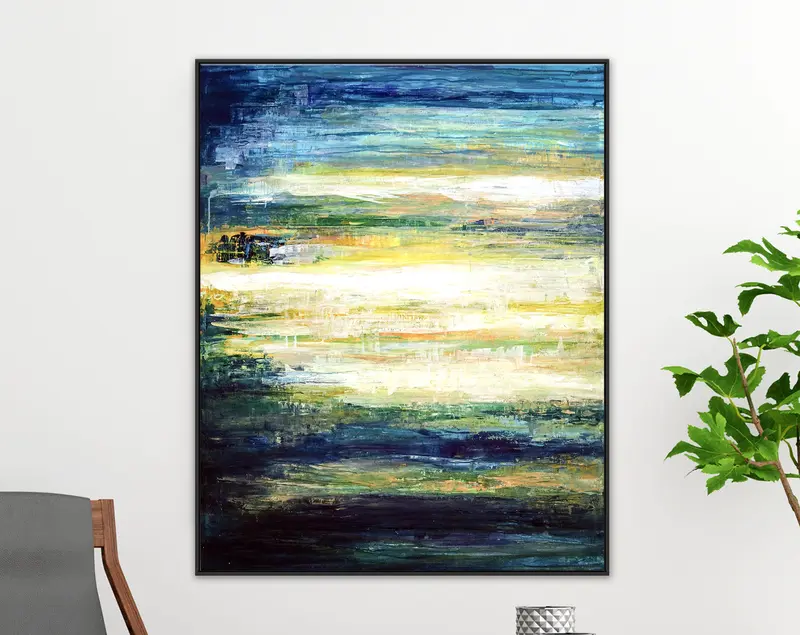 Contemporary Abstract Original Acrylic Painting Capturing Dawn's First Light, Large Modern Canvas Wall Art | Dusk