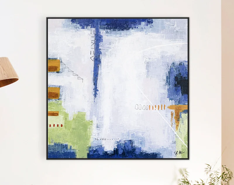 Original Large Abstract Painting with Artistic Brush Strokes, Contemporary Modern Blue Canvas Wall Art | Daydream of Saturday
