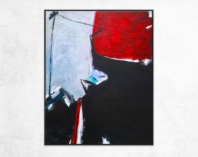 Expressionist Abstract Original Acrylic Painting, Red & Black Modern Canvas Wall Art | The unbearable lightness