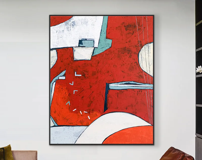 Lunar Enchantment with Large Original Abstract Acrylic Painting, Red Modern Canvas Contemporary Wall Art | Something about the moon