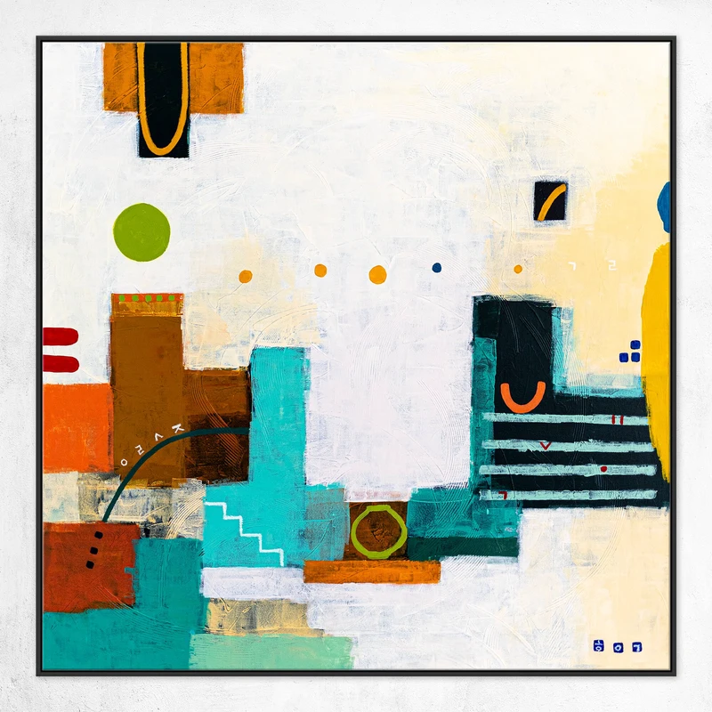 Cheerful Green Emphasis Original Abstract Acrylic Painting, Contemporary Style Modern Canvas Wall Art | Hugh
