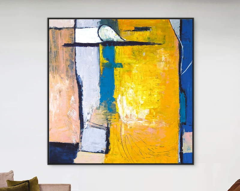 Vibrant Blend in Modern Original Abstract Acrylic Painting, Large Expressionist Canvas Acrylic Wall Art | Suburban