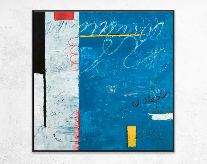 Imaginary Space in Original Acrylic Abstract Modern Blue Painting, Contemporary Large Canvas Wall Art | The Aleph