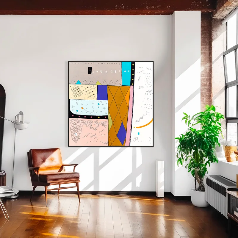 Geometric Original Abstract Painting in Acrylic, Large Contemporary Modern Canvas Wall Art | Not a math III