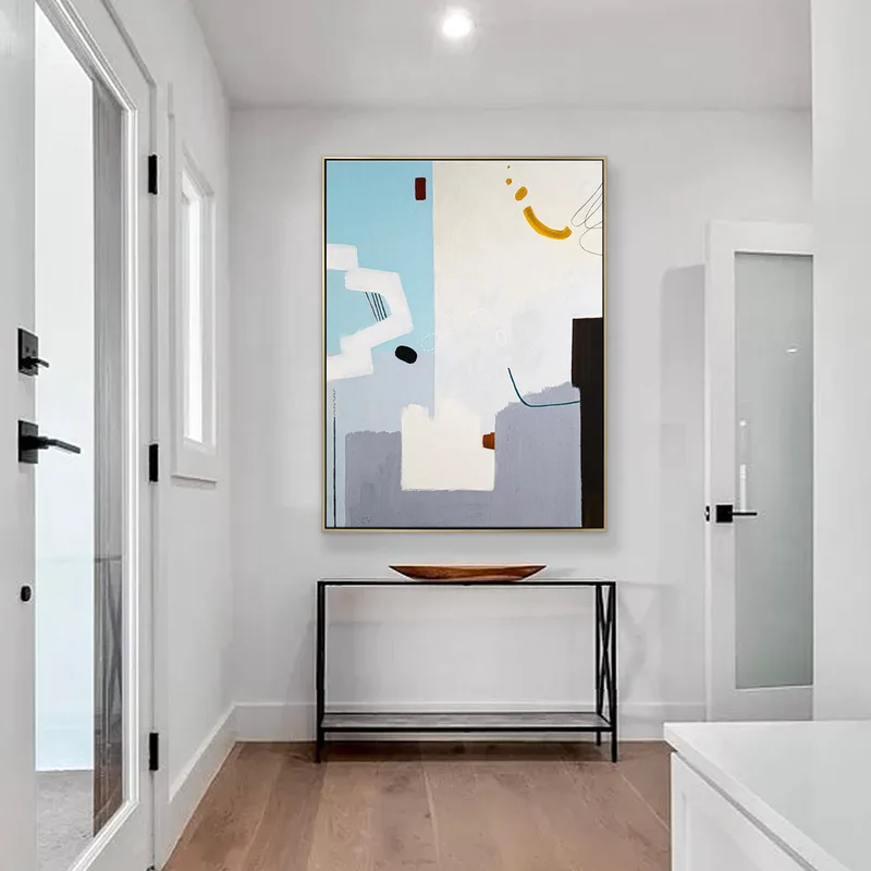Captivating Geometric Original Acrylic Abstract Painting, Unveiling a Large Contemporary Modern Canvas Wall Art | Volo