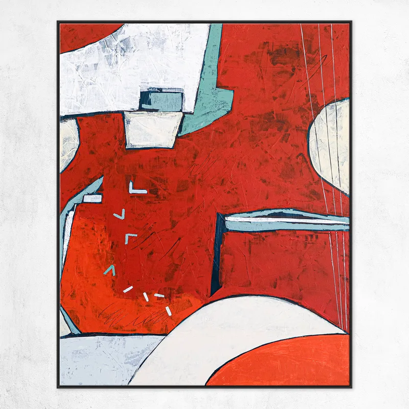 Lunar Enchantment with Large Original Abstract Acrylic Painting, Red Modern Canvas Contemporary Wall Art | Something about the moon
