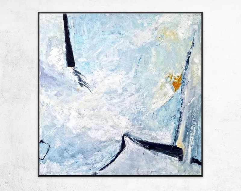 Minimalist Modern Original Abstract Large Painting in Acrylic, Dark Blue & Black Expressionist Canvas Wall Art | Unspoken